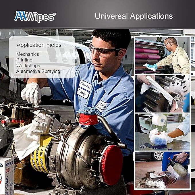 AAwipes Cleanroom Wipes Nonwoven Wipes Cellulose/Polyester Blend (Grade A, 68 Gram, Bag of 300 Pcs) 9" x 9"for Lab, Electronics, Pharmaceutical, Printing and Semiconductor Industries (NW06809)