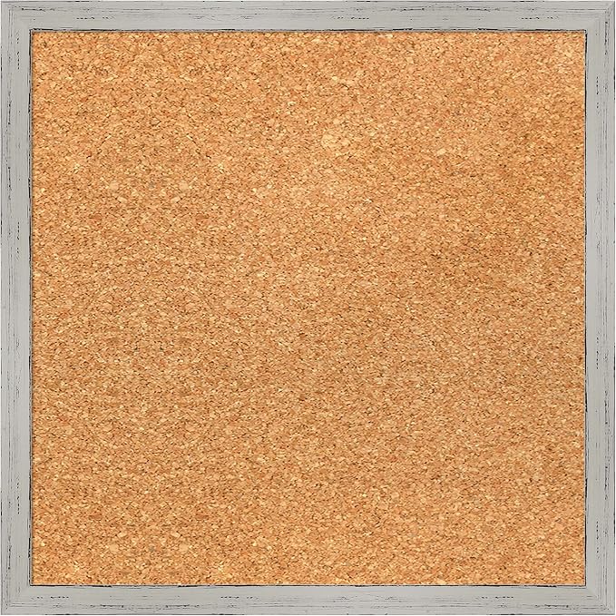 Amanti Art Natural Cork Board for Wall, 15x15 Vision Board with White Frame, Small Corkboard Office Decor for Home Organization, Cottage Corkboard Pinboard to Display Items for Home Organization in