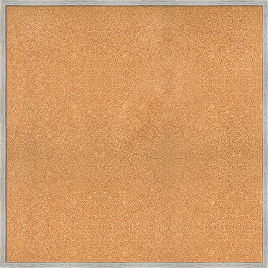 Amanti Art Natural Cork Board for Wall, 37x37 Vision Board with White Frame, Oversize Corkboard Office Decor for Home Organization, Cottage Corkboard Pinboard to Display Items for Home Organization