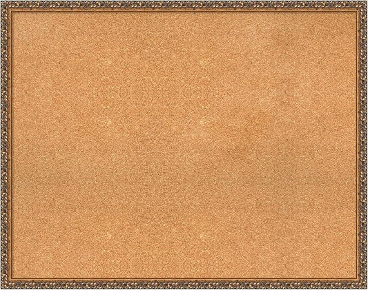 Amanti Art Natural Cork Board for Wall, 30x38 Vision Board with Bronze Frame, Large Corkboard Office Decor for Home Organization, Traditional Corkboard Pinboard to Display Items for Home Organization