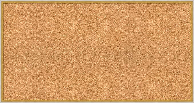 Amanti Art Natural Cork Board for Wall, 27x51 Vision Board with White Frame, Oversize Corkboard Office Decor for Home Organization, Modern Corkboard Pinboard to Display Items for Home Organization in