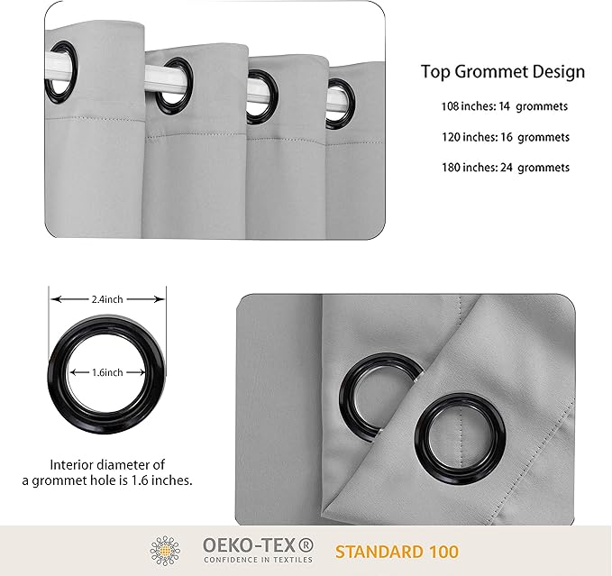 BONZER Room Divider Curtain Total Privacy Wall Extra Wide Grommet Room Darkening Curtains for Patio Sliding Glass Door, 108L x 150W Inch (9L x 12.5W ft), 1 Panel, Silver