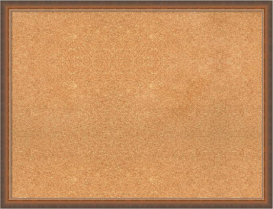 Amanti Art Natural Cork Board for Wall, 26x34 Vision Board with Bronze Frame, Large Corkboard Office Decor for Home Organization, Modern Corkboard Pinboard to Display Items for Home Organization in