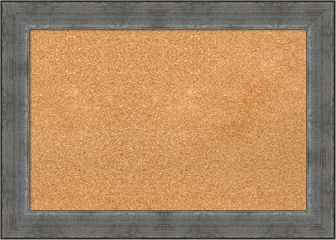 Amanti Art Natural Cork Board for Wall, 20x28 Vision Board with Silver Wood Frame, Medium Corkboard Office Decor for Home Organization, Casual Corkboard Pinboard to Display Items for Home
