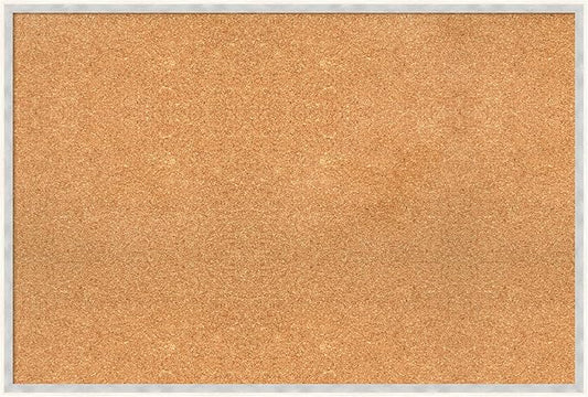 Amanti Art Natural Cork Board for Wall, 25x37 Vision Board with White Frame, Large Corkboard Office Decor for Home Organization, Modern Corkboard Pinboard to Display Items for Home Organization in