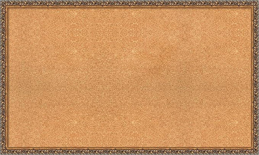 Amanti Art Natural Cork Board for Wall, 24x40 Vision Board with Bronze Frame, Large Corkboard Office Decor for Home Organization, Traditional Corkboard Pinboard to Display Items for Home Organization