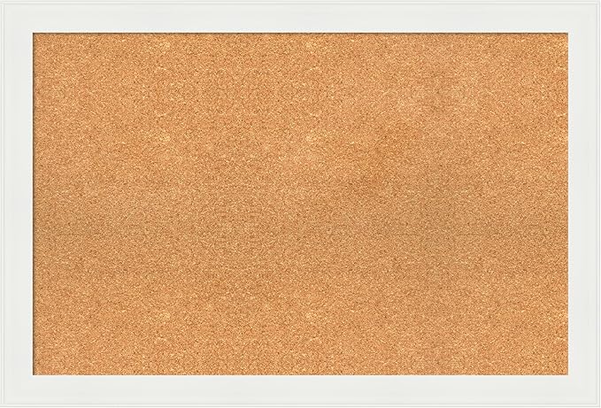 Amanti Art Natural Cork Board for Wall, 25x37 Vision Board with White Frame, Large Corkboard Office Decor for Home Organization, Casual Corkboard Pinboard to Display Items for Home Organization in