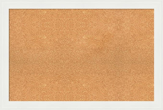 Amanti Art Natural Cork Board for Wall, 25x37 Vision Board with White Frame, Large Corkboard Office Decor for Home Organization, Casual Corkboard Pinboard to Display Items for Home Organization in