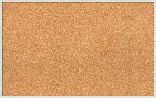 Amanti Art Natural Cork Board for Wall, 21x33 Vision Board with White Frame, Large Corkboard Office Decor for Home Organization, Modern Corkboard Pinboard to Display Items for Home Organization in