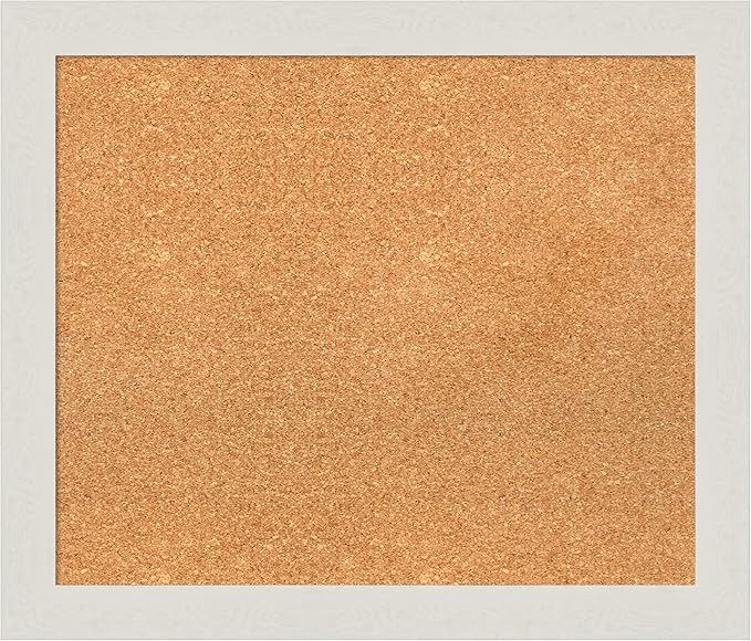 Amanti Art Natural Cork Board for Wall, 23x27 Vision Board with White Frame, Medium Corkboard Office Decor for Home Organization, Country Rustic Corkboard Pinboard to Display Items for Home