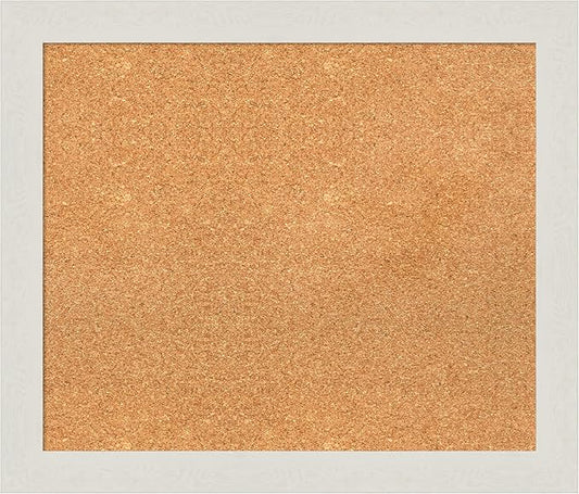 Amanti Art Natural Cork Board for Wall, 23x27 Vision Board with White Frame, Medium Corkboard Office Decor for Home Organization, Country Rustic Corkboard Pinboard to Display Items for Home