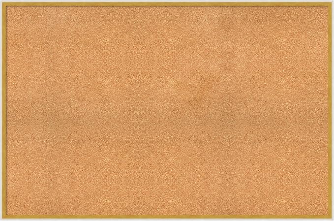 Amanti Art Natural Cork Board for Wall, 31x47 Vision Board with White Frame, Oversize Corkboard Office Decor for Home Organization, Modern Corkboard Pinboard to Display Items for Home Organization in