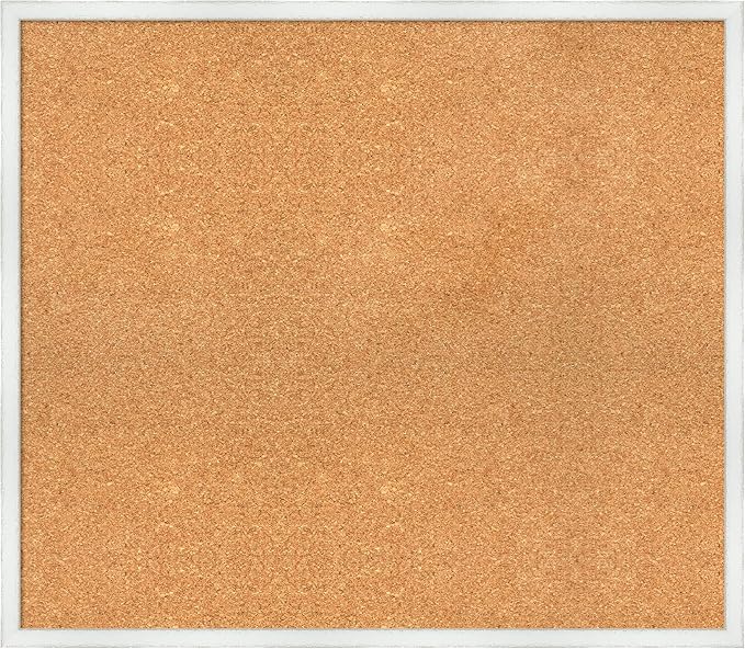 Amanti Art Natural Cork Board for Wall, 27x31 Vision Board with White Frame, Large Corkboard Office Decor for Home Organization, Country Rustic Corkboard Pinboard to Display Items for Home