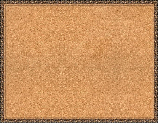 Amanti Art Natural Cork Board for Wall, 28x36 Vision Board with Bronze Frame, Large Corkboard Office Decor for Home Organization, Traditional Corkboard Pinboard to Display Items for Home Organization