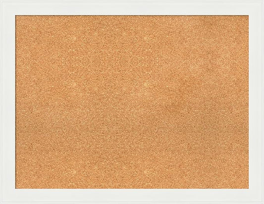 Amanti Art Natural Cork Board for Wall, 27x35 Vision Board with White Frame, Large Corkboard Office Decor for Home Organization, Casual Corkboard Pinboard to Display Items for Home Organization in