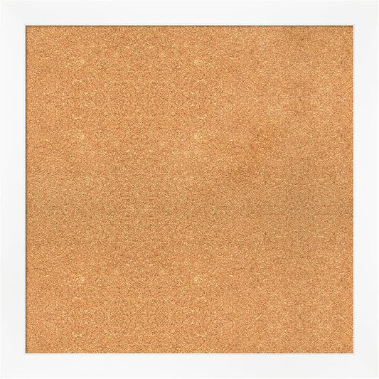 Amanti Art Natural Cork Board for Wall, 29x29 Vision Board with White Frame, Large Corkboard Office Decor for Home Organization, Modern Corkboard Pinboard to Display Items for Home Organization in