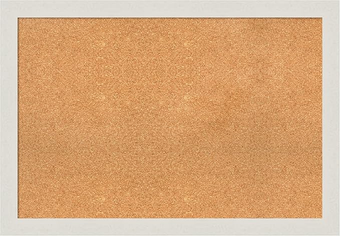 Amanti Art Natural Cork Board for Wall, 27x39 Vision Board with White Frame, Large Corkboard Office Decor for Home Organization, Country Rustic Corkboard Pinboard to Display Items for Home