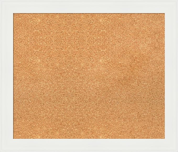Amanti Art Natural Cork Board for Wall, 23x27 Vision Board with White Frame, Medium Corkboard Office Decor for Home Organization, Casual Corkboard Pinboard to Display Items for Home Organization in
