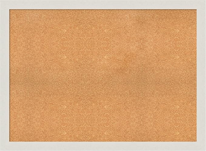 Amanti Art Natural Cork Board for Wall, 33x45 Vision Board with White Frame, Oversize Corkboard Office Decor for Home Organization, Country Rustic Corkboard Pinboard to Display Items for Home