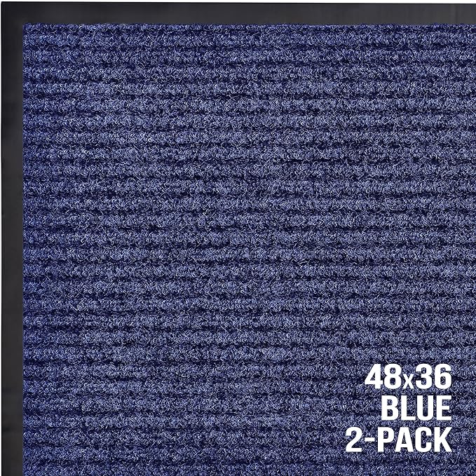 Sierra Concepts Front Door Mat X-Large Welcome Floor Mats - Entryway Indoor Outdoor Entrance Doormat, Patio, Porch, Muddy Dog Shoe, Inside Outside Low Profile 48x36in, 2-Pack Blue