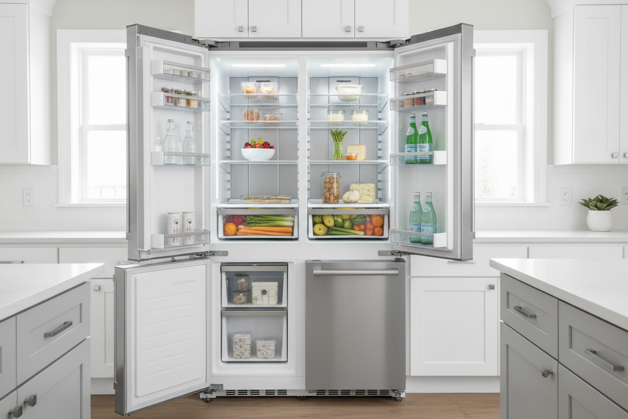 Refrigerators & Freezers

Our refrigeration solutions are designed to keep food fresh while reducing energy consumption.

Key Features:

Energy-efficient cooling systems

Spacious, well-organized interiors

Consistent temperature control

Durable construction for long-term use

Ideal for: Families, apartments, and modern American kitchens. (make it real photo)